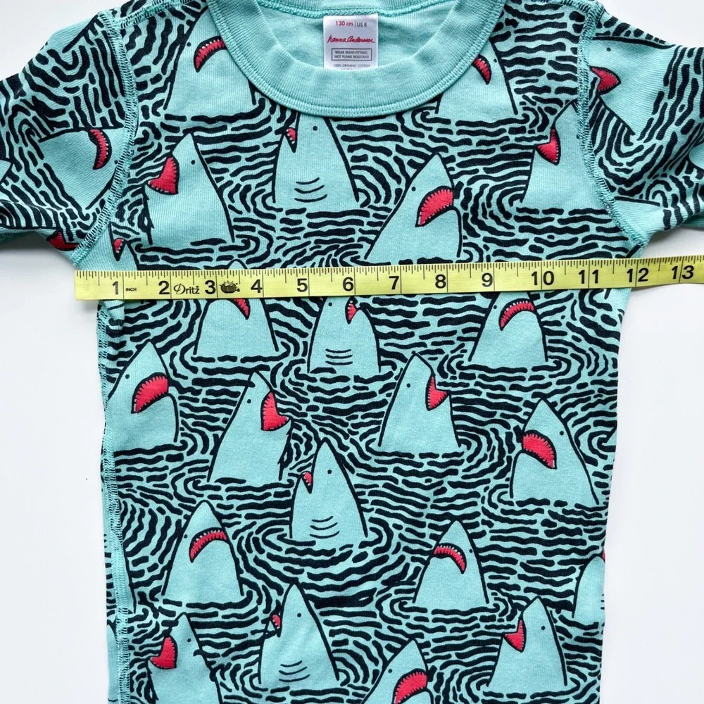 Hanna Andersson Shark‎ Print Organic Cotton Pajama Top Boys 8